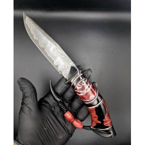 ЧЕРВОНИЙ ДРАКОН авторський ніж ручної роботи Павла Гончаренка, сталь cpmREX121 в ламінаті з нержавіючого дамаску, 68 HRC. Photo 3